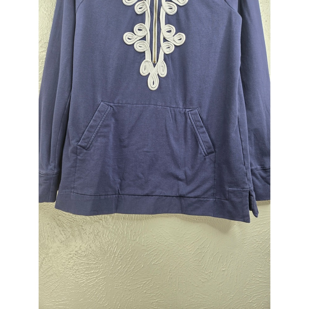 Lilly Pulitzer Skipper Pullover Sweater Small Navy Blue Half Zip Preppy Nautical - Picture 5 of 11